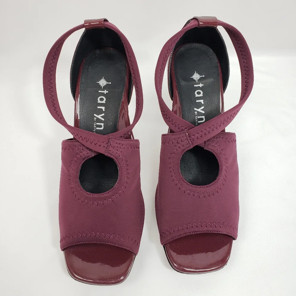 Taryn Burgundy Open Toe Heels - Picture 13 of 13